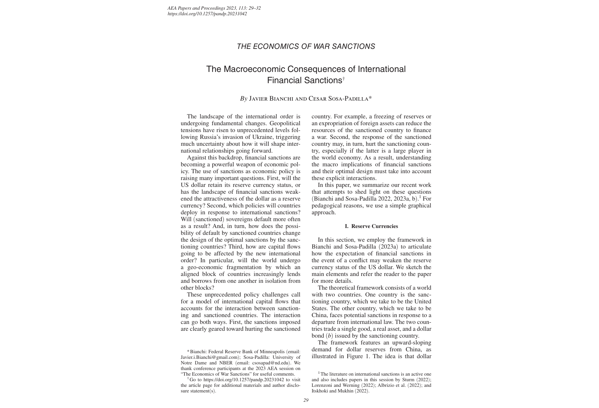 Sanctions and reserve currency status: demand and supply of dollar assets